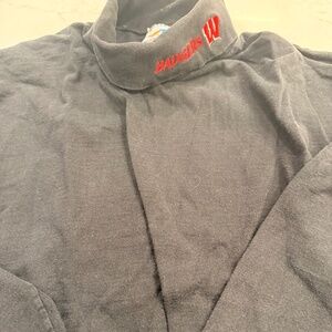 Vintage Wisconsin Badgers Mock Neck Shirt Artex USA XL Black Long Sleeve